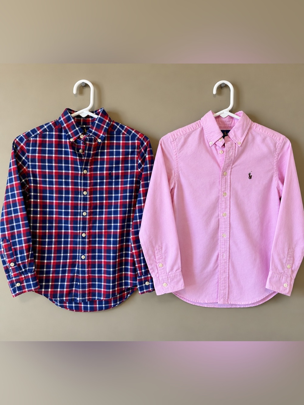2 Ralph Lauren Button-Down Oxford Shirts for kids size 8!!! Like new never worn